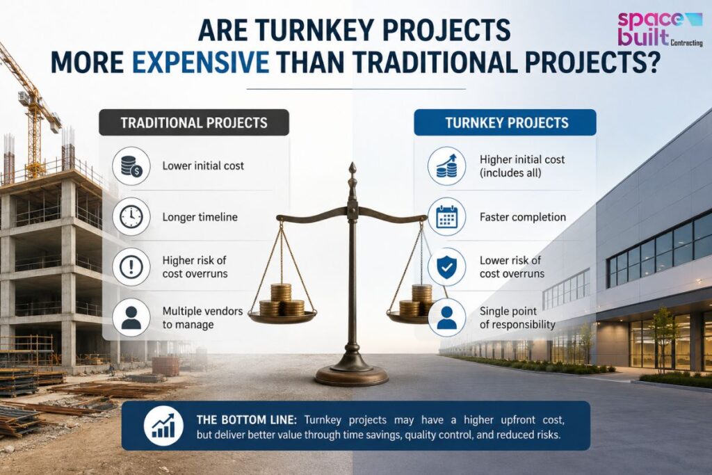 Are turnkey projects more expensive than traditional projects