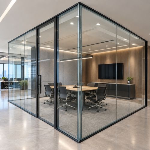 Double glazed acoustic partitions