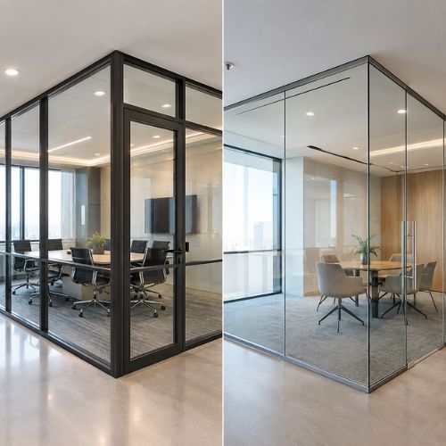 Framed and semiframed aluminium partitions